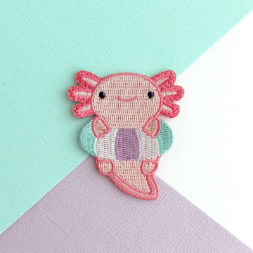 Axolotl in Floatie Embroidered Iron-On Patch