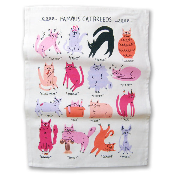 "Famous Cat Breeds" Tea Towel