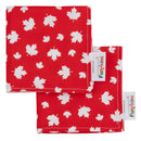 Set of Two Reusable Cloth Napkins for Kids - Red Leaves-1