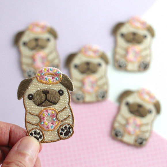 Donut Pug Embroidered Patch