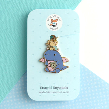 Mouse and Dragon Knight Enamel Keychain (Purple) - 0