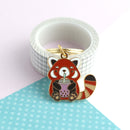 Bubble Tea Red Panda Enamel Keychain-3