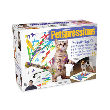 Prank Gift Box Pet Paint Kit - Prank Gift Box Pet Paint Kit with colorful paint strokes and cat image, unique Canadian handmade gift.