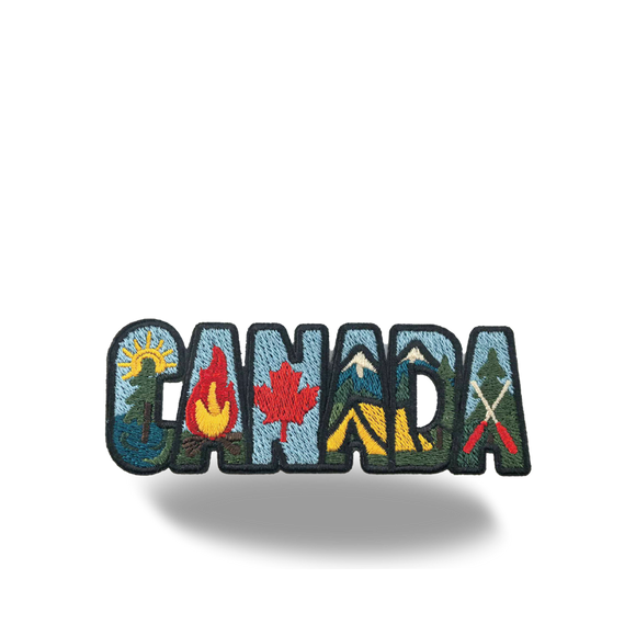Canada Letter Camping Nature Canoe Mountain Maple Leaf Embroidered Iron-On Patch