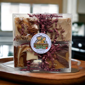 Fudge -  Gift Set 4 pc clear acrylic gift box - Clear acrylic gift box with four handmade Canadian fudge pieces and decorative filler.