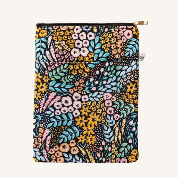 Black Floral Tablet or Book Sleeve