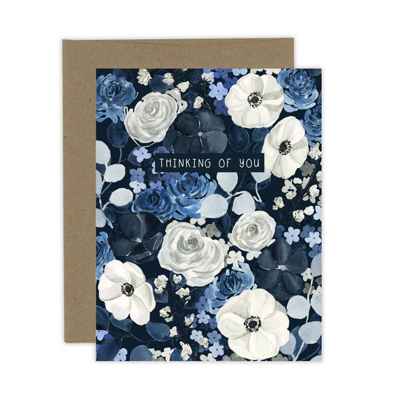 Navy Floral Thinking of You Card | Sympathy Card