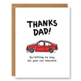 Thanks Dad Car Insurance Funny Card