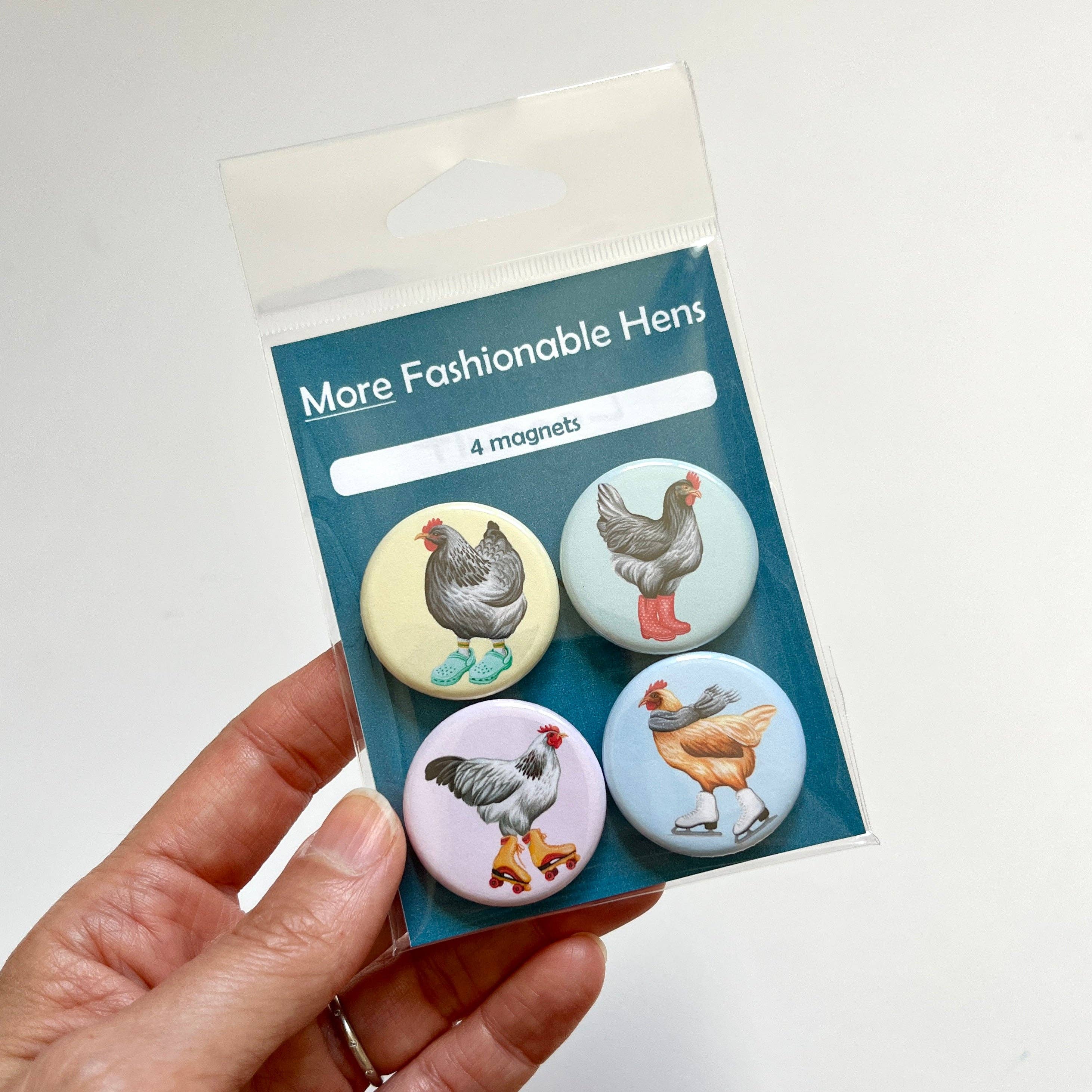 Fashionable Hens Fridge Magnets (set of 4)