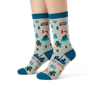 Women's Toronto Canada Crew Socks with City Skyline Landmarks and Travel Icons-1
