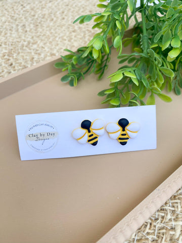 Honey Bee Stud Earrings - polymer clay