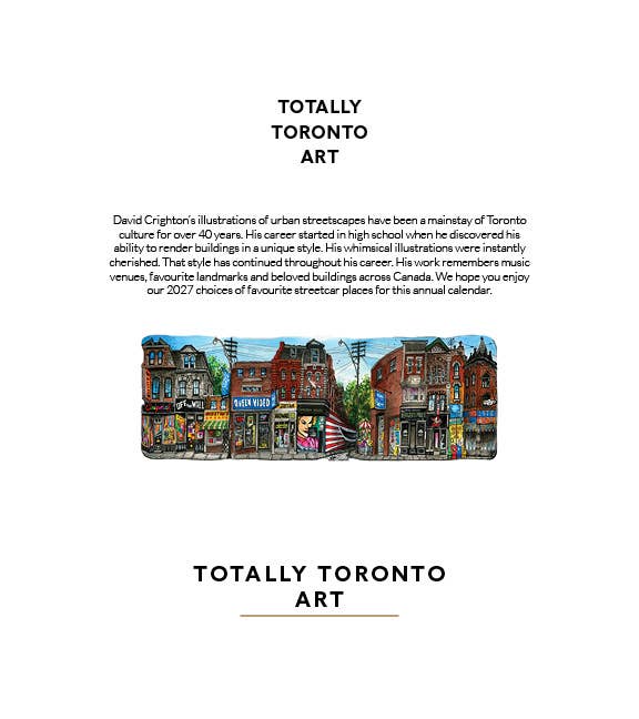 2027 Toronto Streetcar Calendar