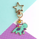 Cat and Dragon Knight Enamel Keychain (Turquoise)-1