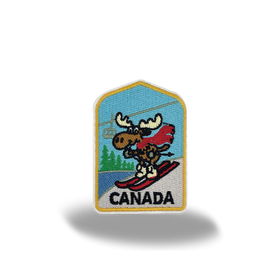 Canada Skiing Moose Winter Sports Souvenir Embroidered Iron-On Patch - Collectible Travel Patch