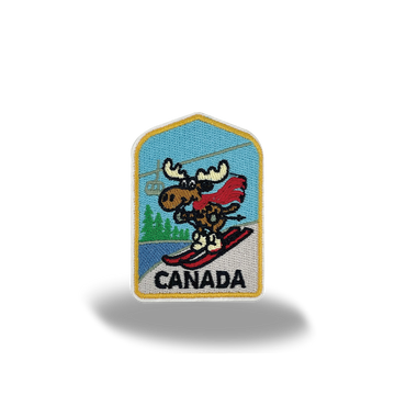Canada Skiing Moose Winter Sports Souvenir Embroidered Iron-On Patch - Collectible Travel Patch