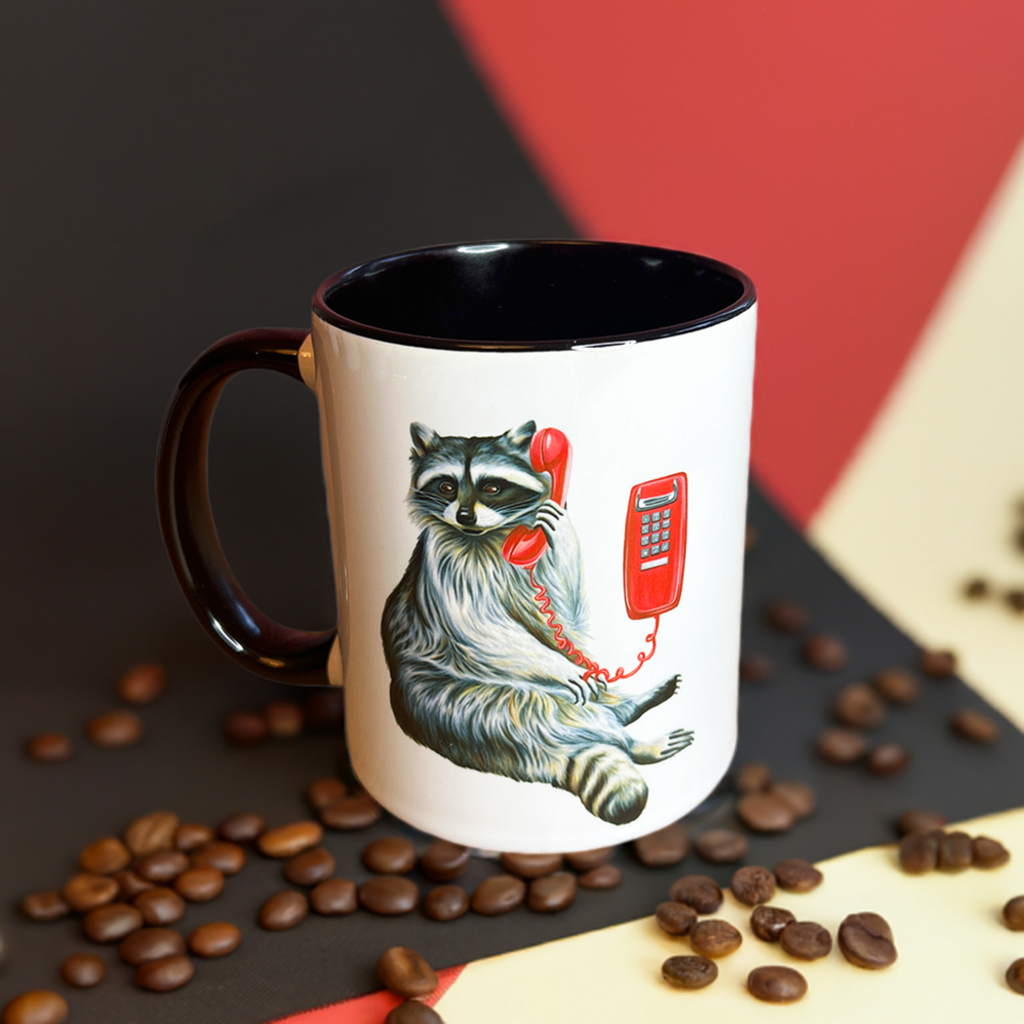 Raccoon on the Phone Mug