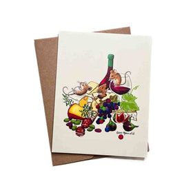 Wine & Cheese Mice Greeting Card