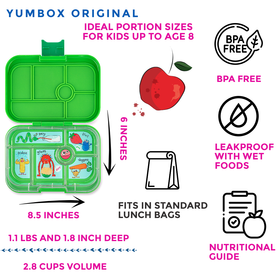 Leakproof Bento Box for Kids - Yumbox Original Jurassic Green  (Funny Monsters) - 0