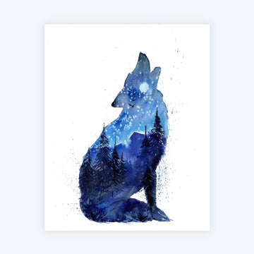 Lone Wolf Watercolor Art Card