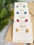 Retro Christmas Lights -Polymer Clay Stud Earrings-1