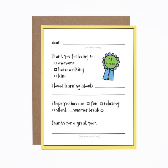 Teacher Best Card