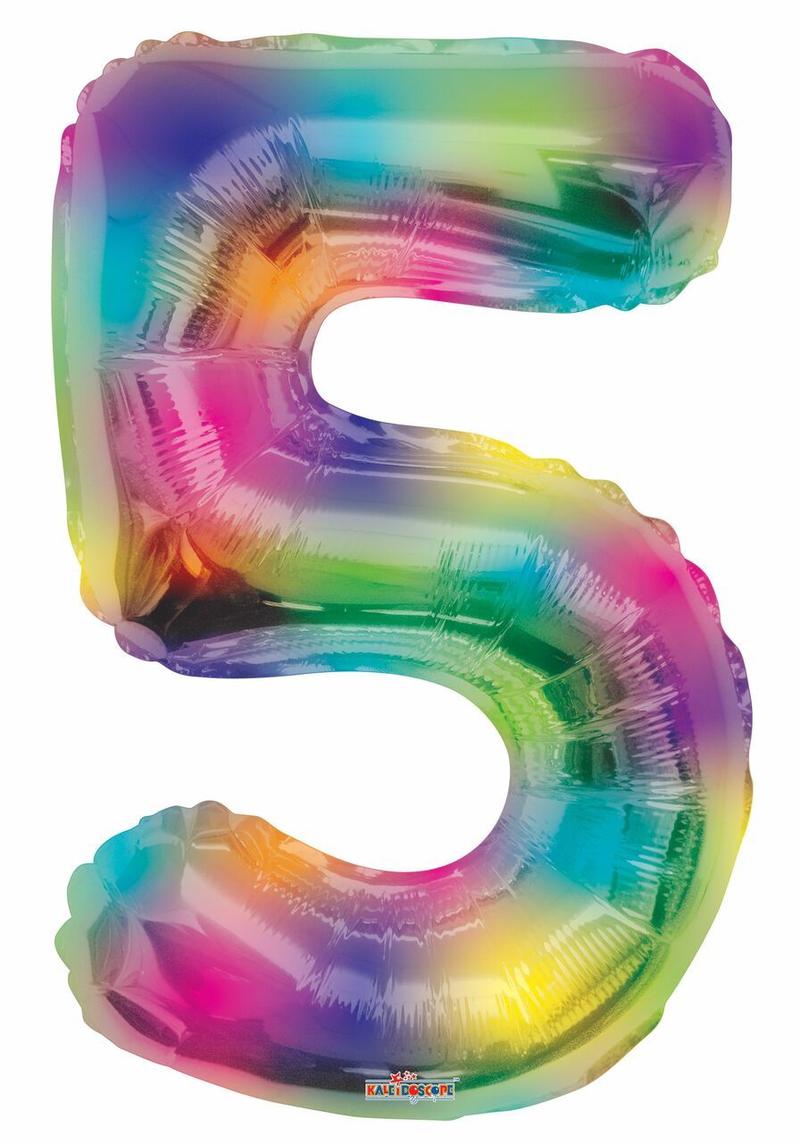 34" Number Helium Balloons (gold, silver and rainbow)