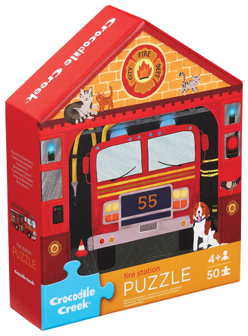 50 PC Flat House Puzzle: Fire House