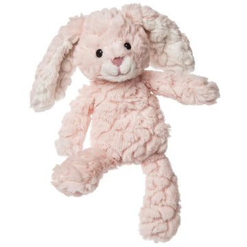 Putty Nursery - Pink Bunny 11" - Soft pink plush bunny with floppy ears, black eyes, handmade Canadian gift toy for babies.