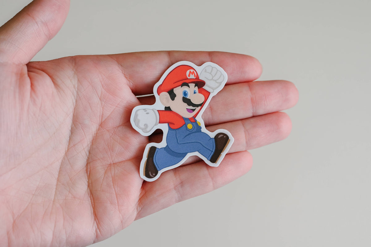 Super Retro Mario - Video Game Vinyl Sticker | Caribou Gifts Inc.