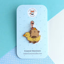 Capybara in Duck Floatie with Yuzu Enamel Keychain-2