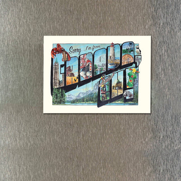 Canada Eh! Toronto Fridge Magnet  | Rob Croxford - Handmade Canadian Toronto fridge magnet featuring vintage postcard-style lettering and local landmarks gift.