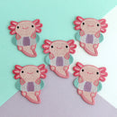 Axolotl in Floatie Embroidered Iron-On Patch-2