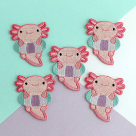 Axolotl in Floatie Embroidered Iron-On Patch - 0