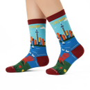 Toronto Scenic Crew Socks – Colorful City Skyline Lake Travel Socks-1