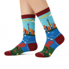 Toronto Scenic Crew Socks – Colorful City Skyline Lake Travel Socks