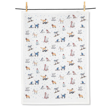 Winter Sports Dogs Christmas Kitchen Towel