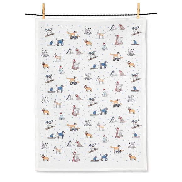 Winter Sports Dogs Christmas Kitchen Towel
