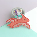 Bunny Mage Riding Dragon Embroidered Iron-On Patch-5