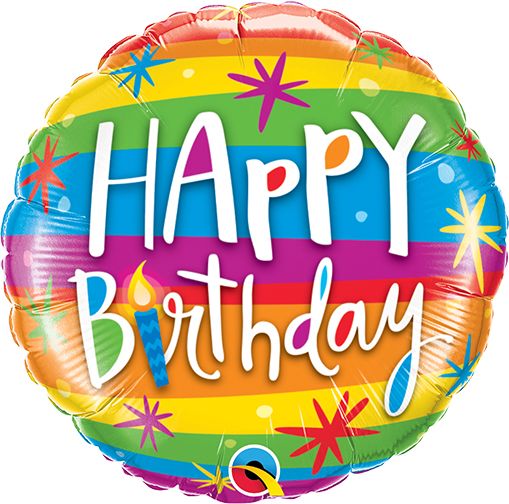 Birthday Rainbow Stripes - Air Balloon on a Stick