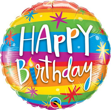 Birthday Rainbow Stripes - Air Balloon on a Stick