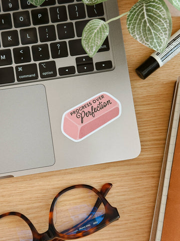 Progress Over Perfection - Stationery Eraser Vinyl Sticker - 0