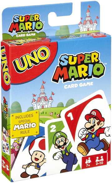 Uno - Mario Bros. - Super Mario-themed Uno card game box featuring Mario, Luigi, and Toad, vibrant colors, unique handmade Canadian gift.
