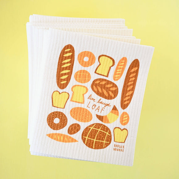 "Live Laugh Loaf" Sponge Cloth / Swedish Dishcloth