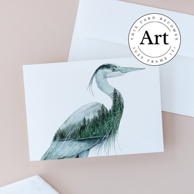 "Standing Still" Great Blue Heron Watercolor Art Card
