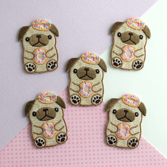 Donut Pug Embroidered Patch