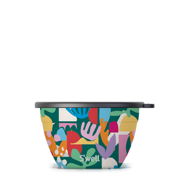 64oz Paper Cutouts Salad Bowl Kit - Colorful 64oz salad bowl with abstract paper cutout design, unique handmade Canadian gift by S'well.