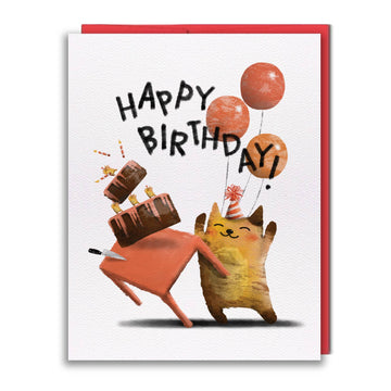 Greeting Card - Cat Flips Table