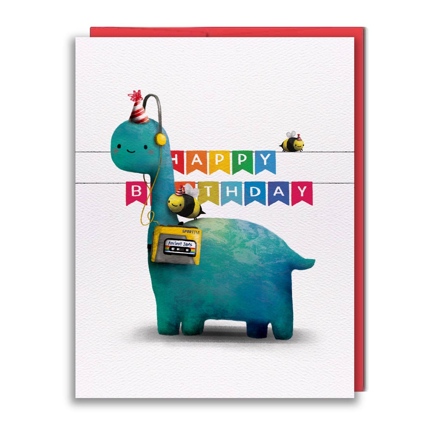 Greeting Card - Walkman Dinosaur