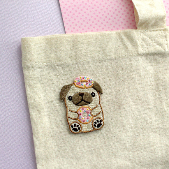 Donut Pug Embroidered Patch