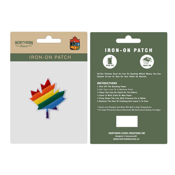 Rainbow Maple Leaf Iron-On Embroidery Patch - 0